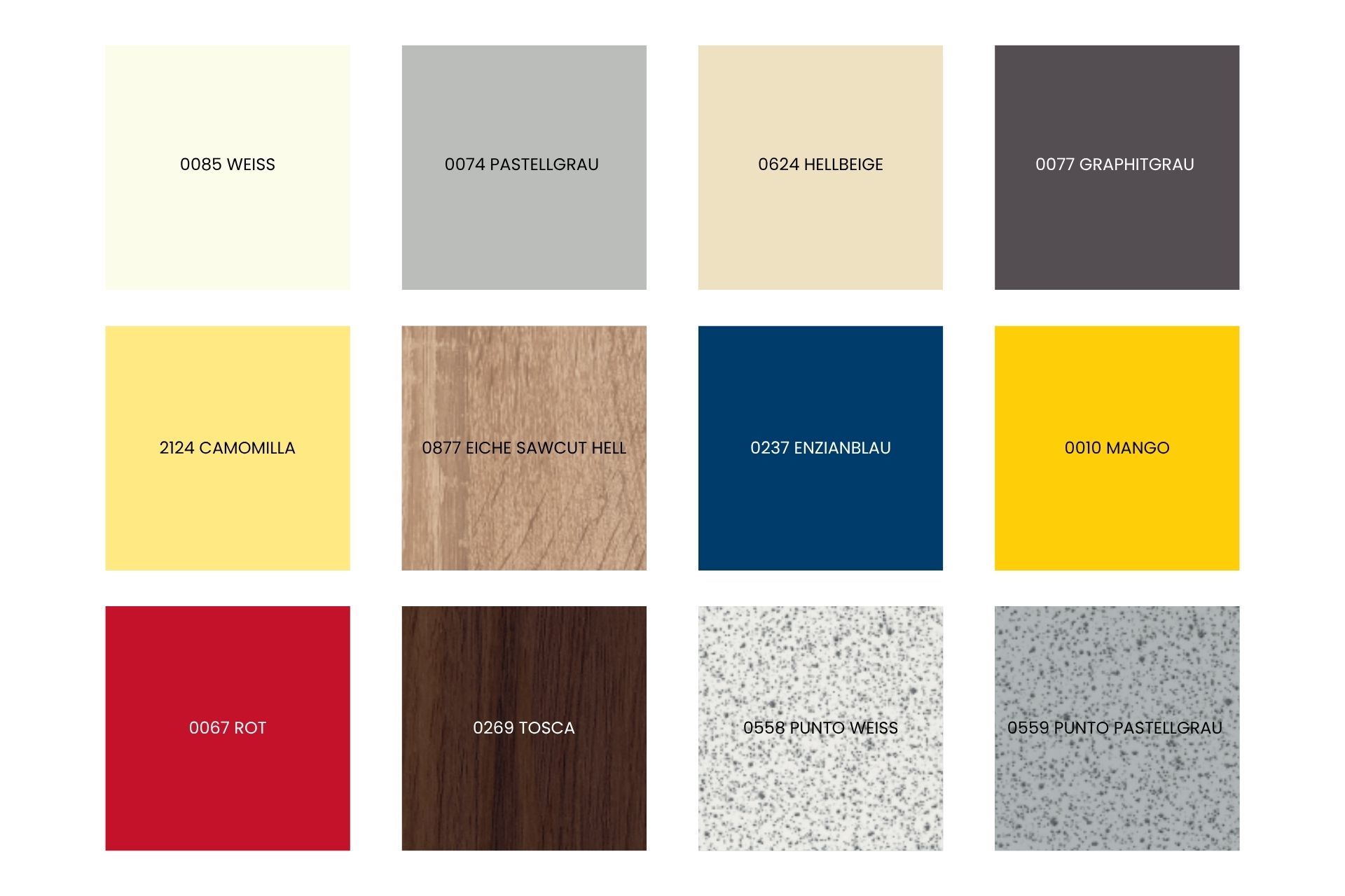 Farbmöglichkeiten für Innenkabinen der mobilen Sanitärlösungen von Fecke Fahrzeugbau